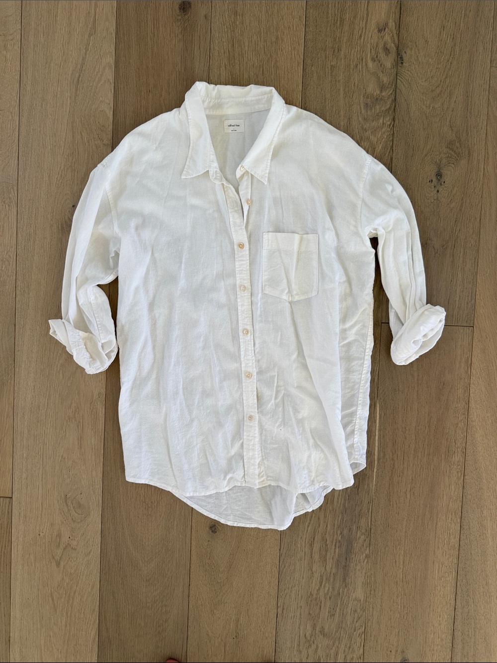 Aritzia Classic White Button-Up Shirt large